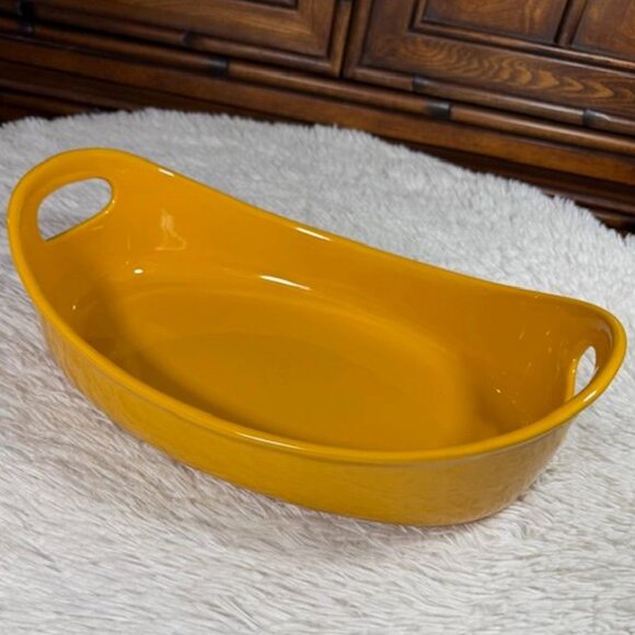 NWOT Rachael Ray Yellow 2qt Oval Handled Baking Dish - Picture 2 of 11